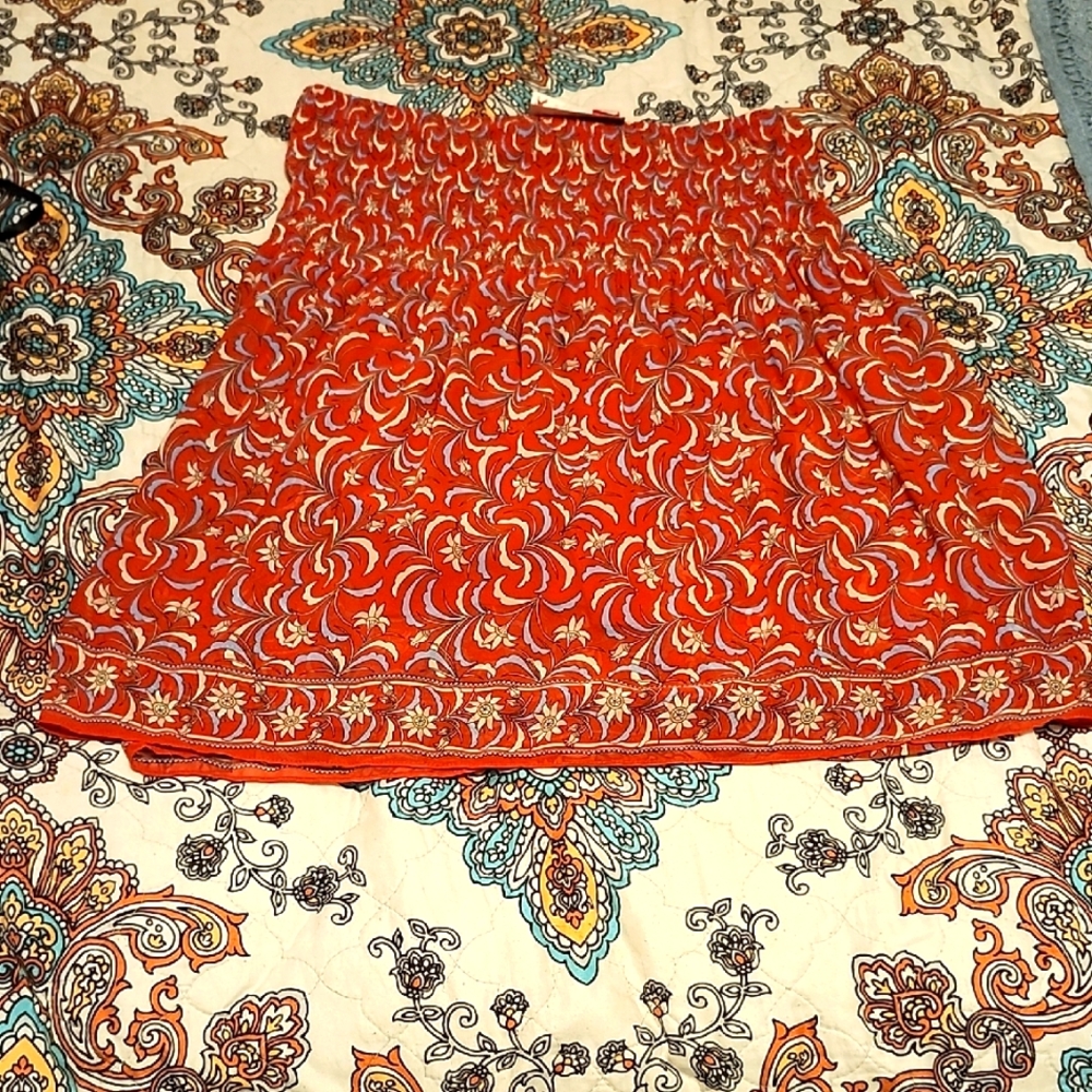 Floral Red Skirt